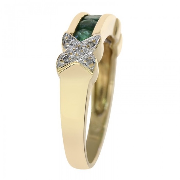 0.45 Ct Emerald & 0.06 Carat Diamond Vintage Ring - Picture 2 of 3
